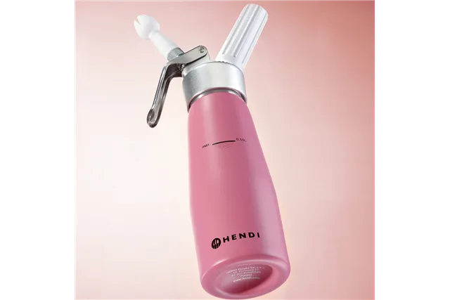 Syfon do bitej śmietany, 0,5L, Pastelowy różowy, ⌀80x260mm Hendi 975886 Syfon do bitej śmietany, 0,5L, Pastelowy różowy, ⌀80x260mm Hendi 975886