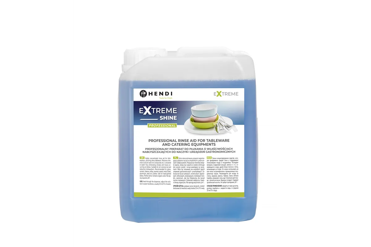 Extreme Shine  preparat do płukania o właściwościach nabłyszczających do naczyń i urządzeń gastronomicznych 5 l Hendi 975022