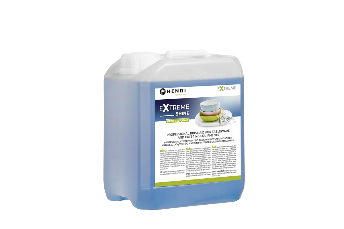 Extreme Shine  preparat do płukania o właściwościach nabłyszczających do naczyń i urządzeń gastronomicznych 5 l Hendi 975022