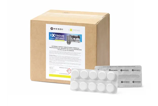 Extreme Coffee Tablets NEW FORMULA profesjonalny środek do mycia ekspresów, 40 blistrów po 10 tabletek Hendi 976647