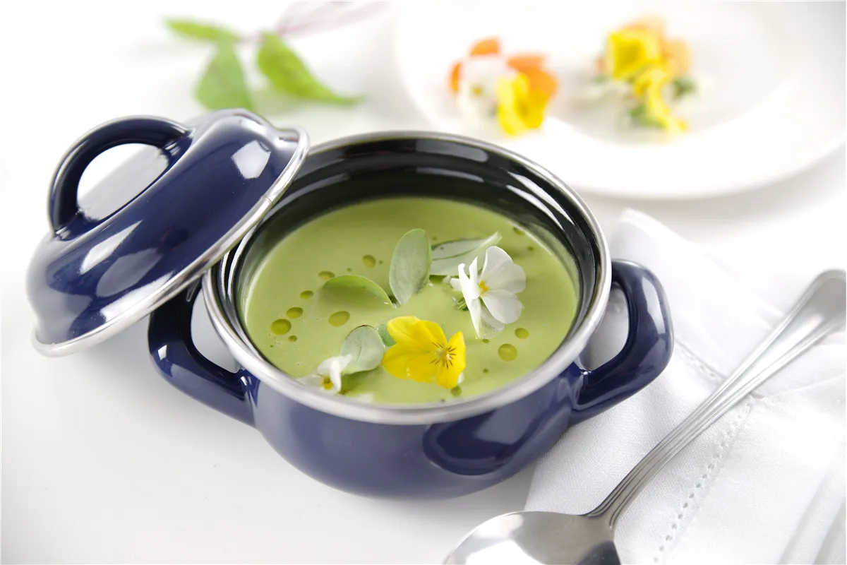 Garnek do zup i sosów z pokrywką, 0,6L, niebieski, ⌀120x95mm Hendi 625804