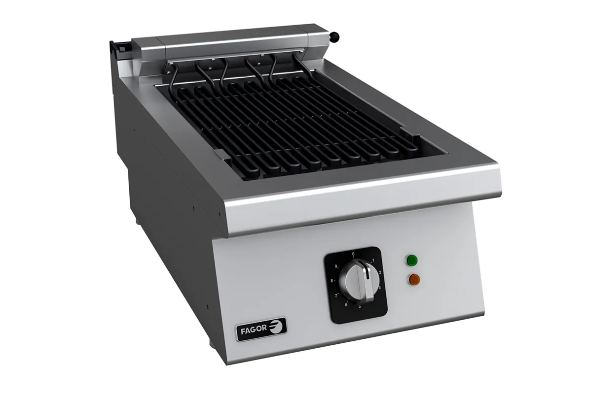 Elektryczny grill NASTAWNY, ruszt nierdzewny 400x730x290 mm 4,08kW 400V Fagor B-E705 l