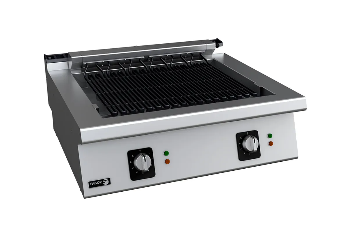 Elektryczny grill NASTAWNY, ruszt nierdzewny 800x730x290 mm 8,16kW 400V Fagor B-E710 l