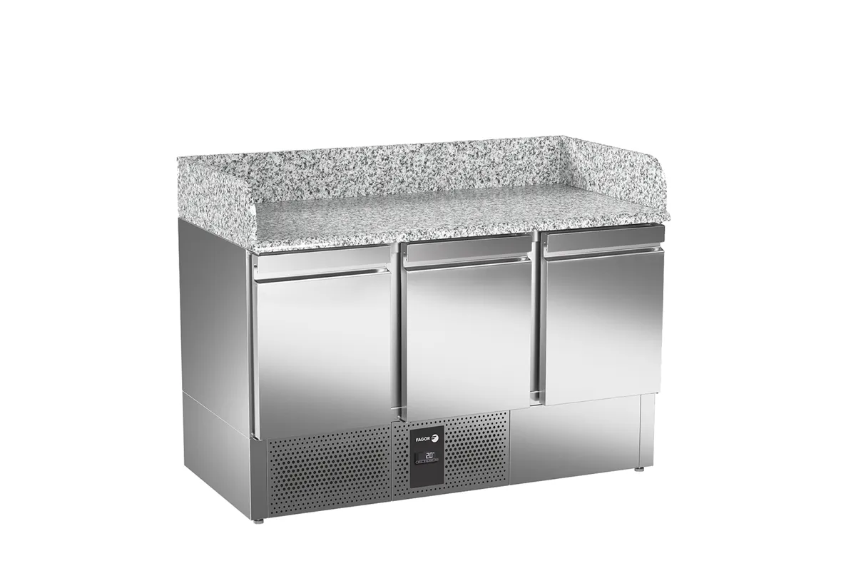 Kompaktowy stół do pizzy 3 drzwi 313L 1358x700x1010 mm Fagor RPS-3G GR