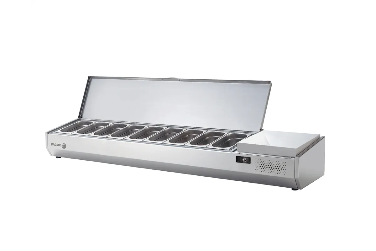 Nadstawka chłodnicza na pojemniki 9x1/4GN, z osłoną ze stali nierdzewnej 2017x336x250 mm Fagor SPT-3B