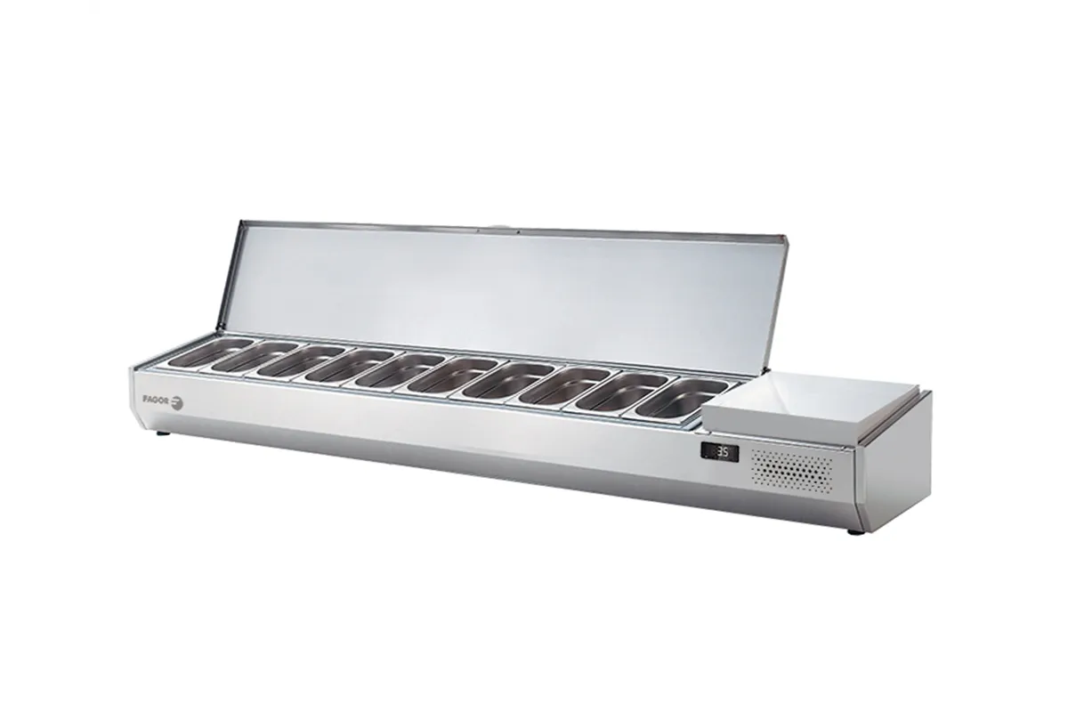 Nadstawka chłodnicza na pojemniki 10x1/4G, z osłoną ze stali nierdzewnej 2242x336x250 mm Fagor SPT-4G