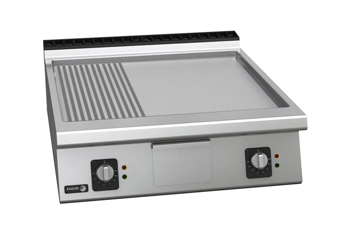 Płyta grillowa CHROMOWA, elektryczna gładko- ryflowana 800x930x290mm 15kW 400V Fagor FT-E910 CLR