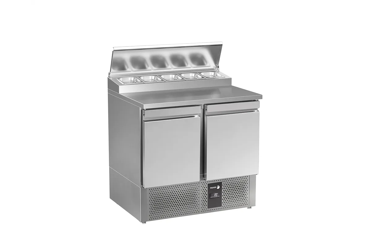 Stół do pizzy 2x drzwi 209L z blatem roboczym nierdzewnym 894x700x955 mm Fagor RPS-2GZ