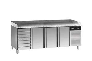Stół do pizzy z blatem granitowym EN 60x40 z 3 drzwiami + moduł 7 szuflad 792L 2542x800x850mm Fagor CCP-3B GR D7