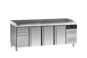 Stół do pizzy z blatem granitowym EN 60x40 z 3 drzwiami + moduł 4 szuflad 792L 2542x800x850mm Fagor CCP-3B GR D4