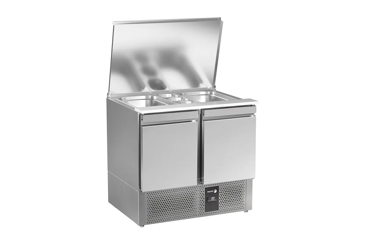 Stół sałatkowy z blatem polietylenowym z 2 drzwiami 209L 894x700x861mm Fagor RPS-2GP