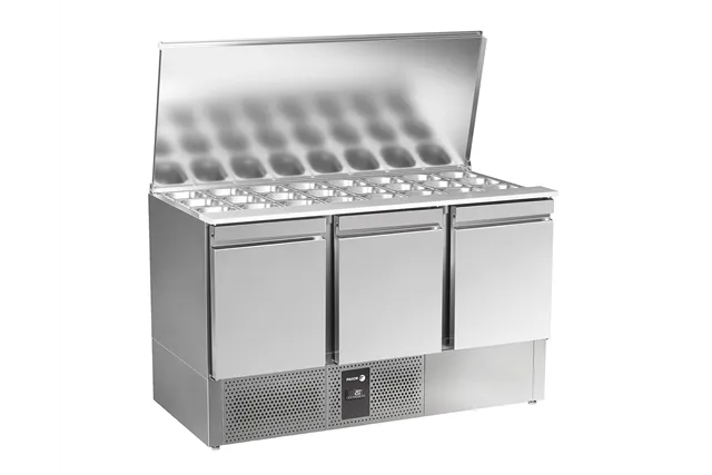 Stół sałatkowy z blatem polietylenowym z 3 drzwiami 313L 1358x700x861mm Fagor RPS-3GP