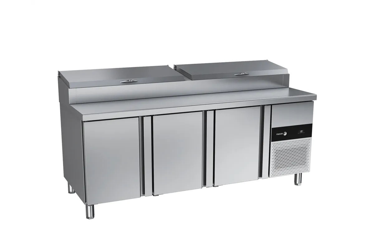 Zespolony stół chłodniczy 700 GN1/1 do pizzy z 3 drzwiami 445L 1800x700x850mm Fagor CPZ-3G GN1/3