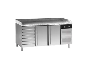 Stół do pizzy z blatem granitowym EN 60x40 z 2 drzwiami + moduł 7 szuflad 584L 2017x800x850mm Fagor CCP-2B GR D7