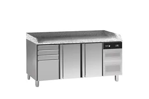 Stół do pizzy z blatem granitowym EN 60x40 z 2 drzwiami + moduł 4 szuflad 584L 2017x800x850mm Fagor CCP-2B GR D4