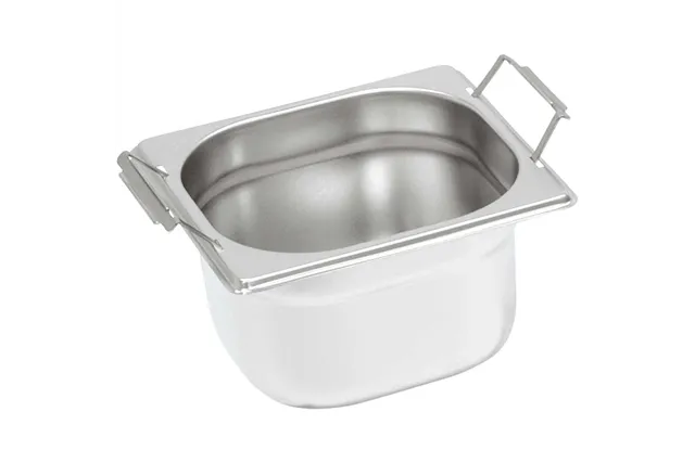 Pojemnik stalowy z uchwytami Basic, GN 1/6, H 200 mm Stalgast 136206