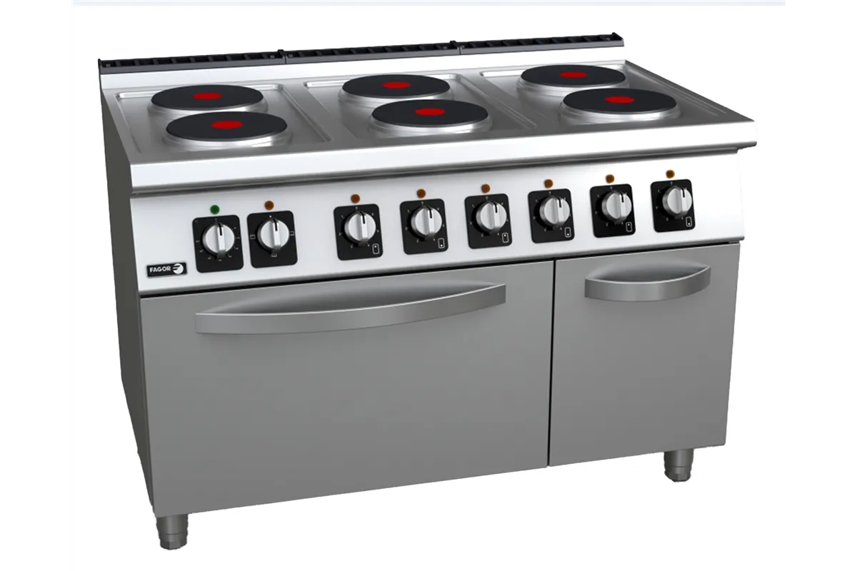 Kuchnia elektryczna z piekarnikiem elektrycznym 6 płyt grzewczych 1200x730x850 mm 21,6kW 400V Fagor C-E761