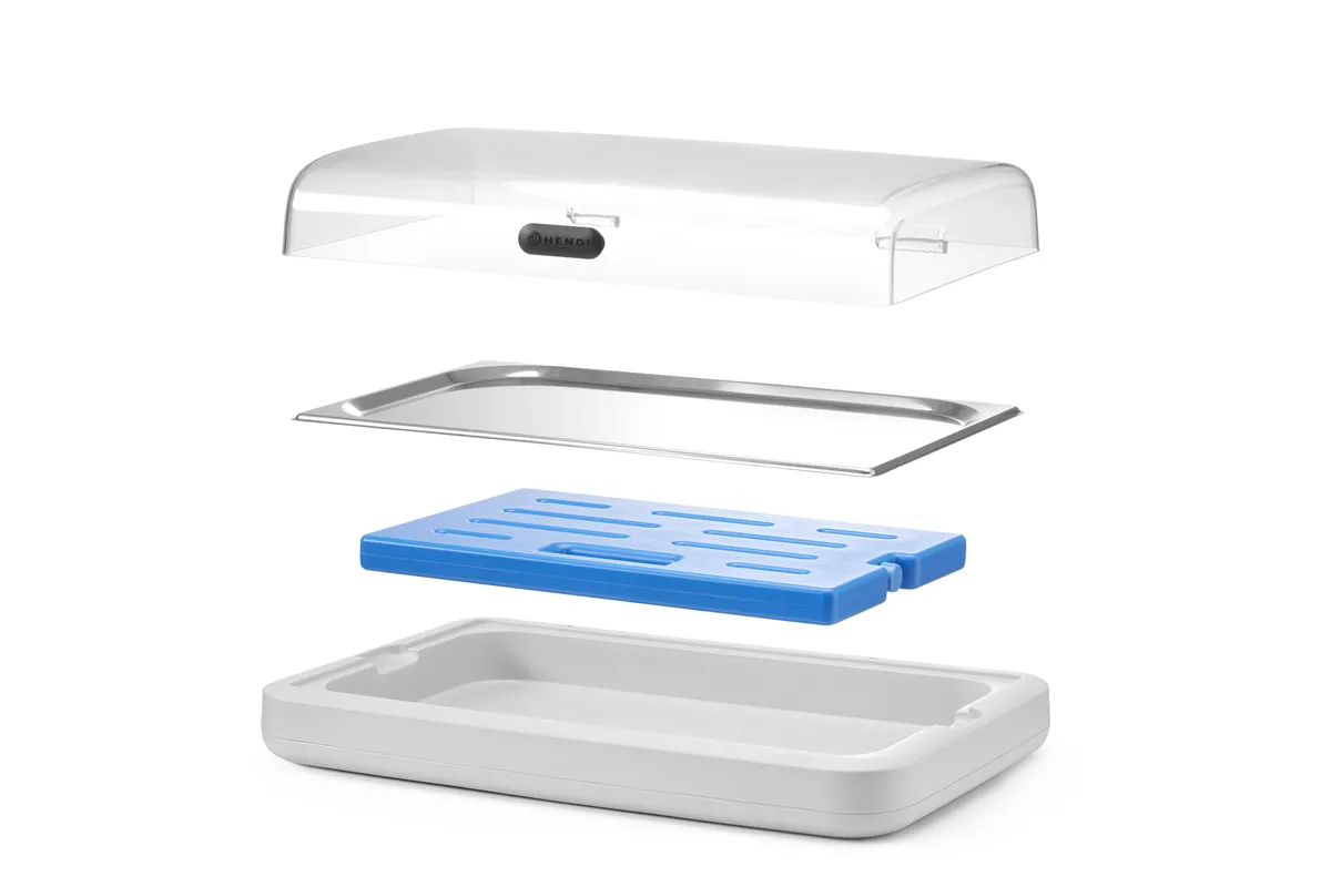 Witrynka chłodząca UNIQ, designed by Robert Bronwasser, GN 1/1, biały, 593x389x(H)147mm, Prostokątny Hendi 871911