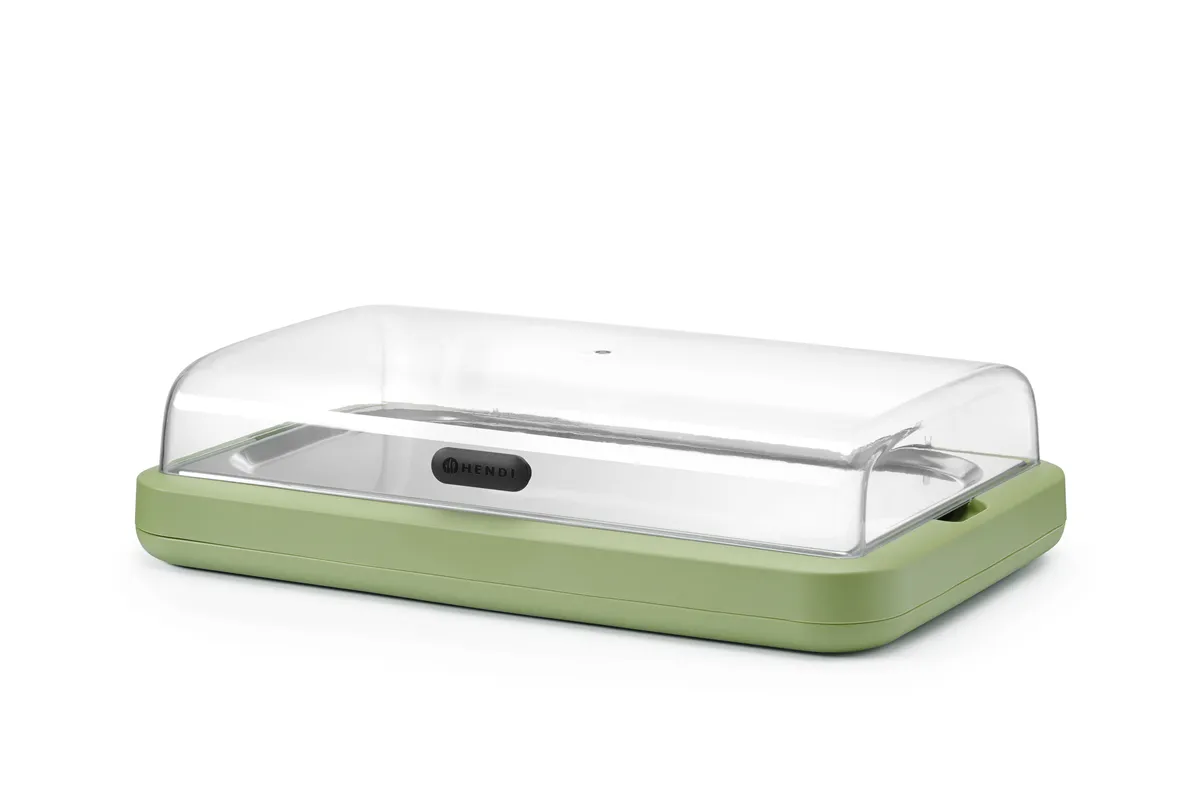 Witrynka chłodząca UNIQ, designed by Robert Bronwasser, GN 1/1, zielony, 593x389x(H)147mm, Prostokątny Hendi 871928