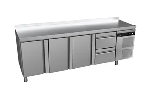 Stół chłodniczy 700mm z szufladami GN1/1, 2xszuflady, 3xdrzwi pełne 2242x700x850mm, 208W 230V Asber GGTP-7-225-32 SB40