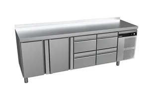 Stół chłodniczy 700mm z szufladami GN1/1, 4xszuflady, 2xdrzwi pełne 2242x700x850mm, 208W 230V Asber GGTP-7-225-24 SB40