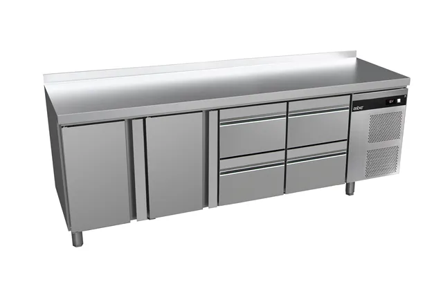Stół chłodniczy 700mm z szufladami GN1/1, 4xszuflady, 2xdrzwi pełne 2242x700x850mm, 208W 230V Asber GGTP-7-225-24 SB40