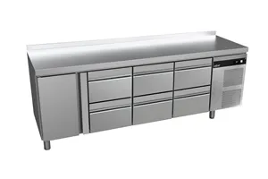 Stół chłodniczy 700mm z szufladami GN1/1, 6xszuflady, 1xdrzwi pełne 2242x700x850mm, 208W 230V Asber GGTP-7-225-16 SB40