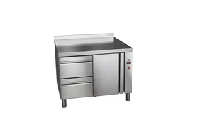 Stół chłodniczy 700mm z szufladami GN 1/1 bez agregatu, 2xszuflady, 1xdrzwi pełne 1042x700x850mm, 32W 230V Asber ETP-7-102-12 R 
