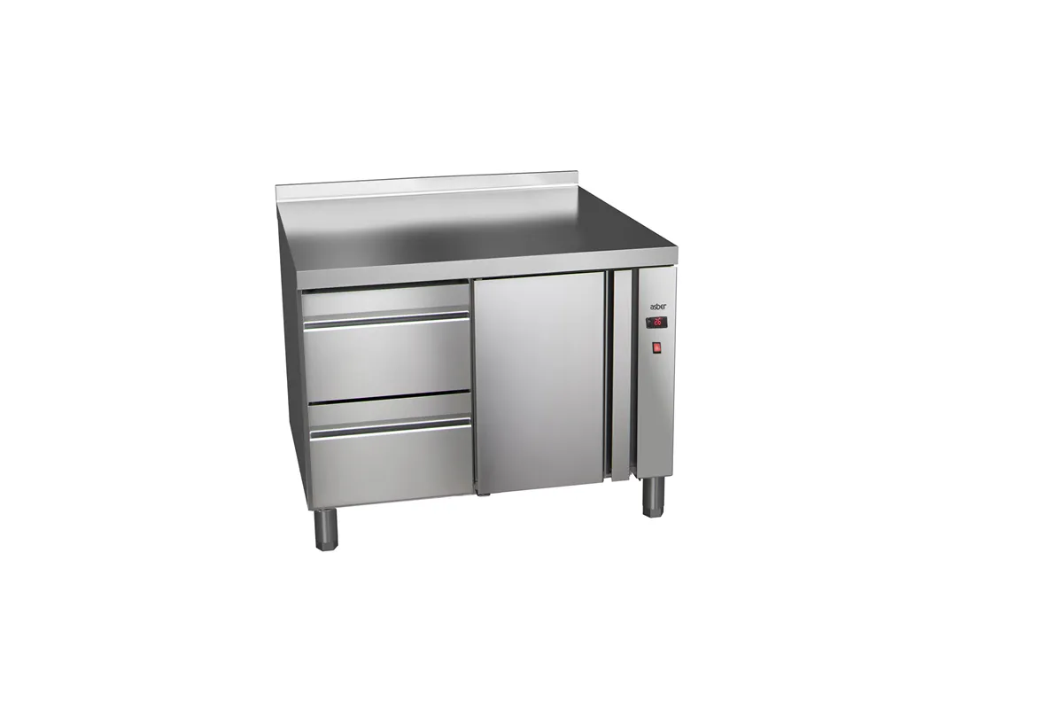 Stół chłodniczy 700mm z szufladami GN 1/1 bez agregatu, 2xszuflady, 1xdrzwi pełne 1042x700x850mm, 32W 230V Asber ETP-7-102-12 R 
