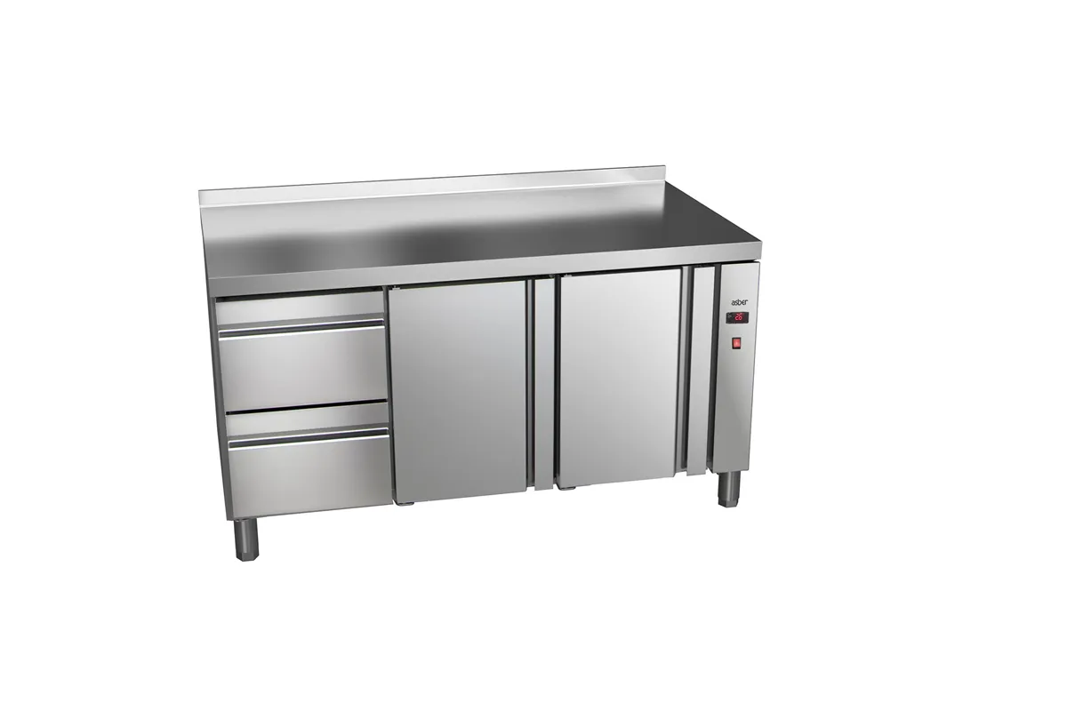 Stół chłodniczy 700mm z szufladami GN 1/1 bez agregatu, 2xszuflady, 2xdrzwi pełne 1492x700x850mm, 32W 230V Asber ETP-7-147-22 R 