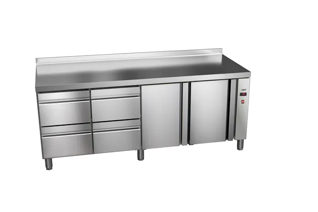 Stół chłodniczy 700mm z szufladami GN 1/1 bez agregatu, 4xszuflady, 2xdrzwi pełne 1942x700x850mm, 32W 230V Asber ETP-7-192-24 R 