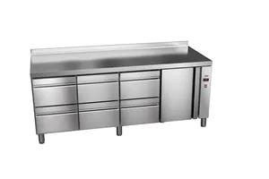 Stół chłodniczy 700mm z szufladami GN 1/1 bez agregatu, 6xszuflady,1xdrzwi pełne 1942x700x850mm, 32W 230V Asber ETP-7-192-16 R H