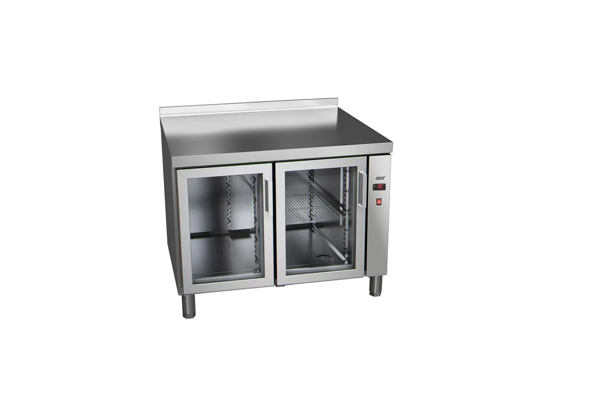 Stół chłodniczy ze szklanymi drzwiami 700mm GN 1/1 bez agregatu, 2xszklane drzwi 1042x700x850mm, 32W 230V Asber ETP-7-102-20 R H