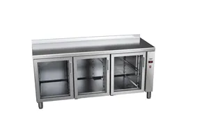 Stół chłodniczy ze szklanymi drzwiami 700mm GN 1/1 bez agregatu, 3xszklane drzwi 1492x700x850mm, 32W 230V Asber ETP-7-147-30 R H