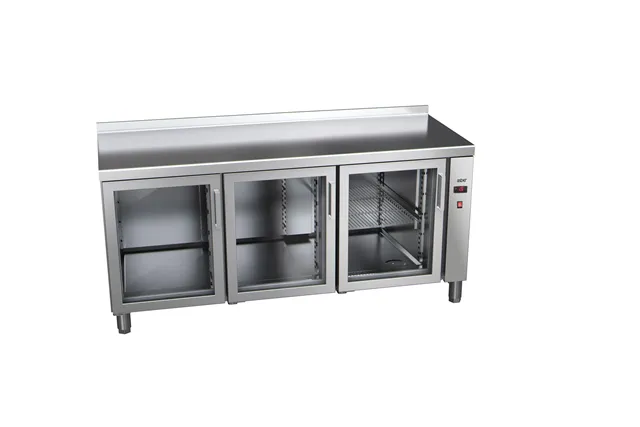 Stół chłodniczy ze szklanymi drzwiami 700mm GN 1/1 bez agregatu, 3xszklane drzwi 1492x700x850mm, 32W 230V Asber ETP-7-147-30 R H