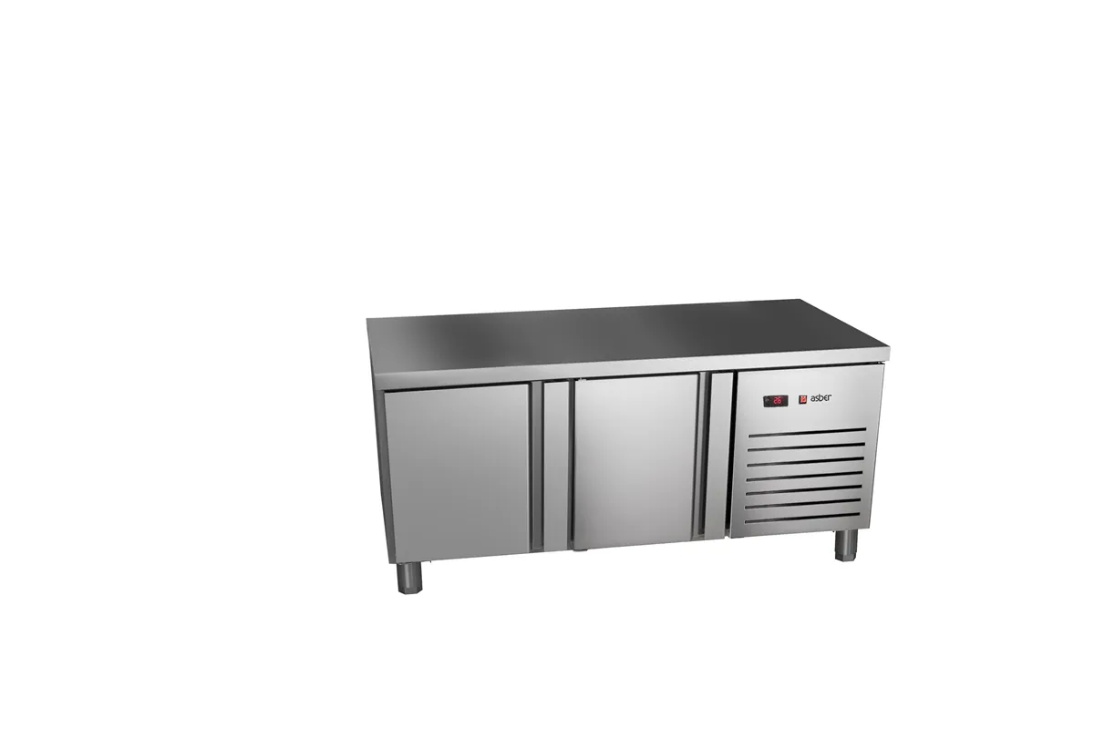 Stół chłodniczy 700mm GN 1/1 wysokość 600mm, 2xdrzwi pełne 1342x700x584mm, 253W 230V Asber ETPB-135-20 HC 90NS