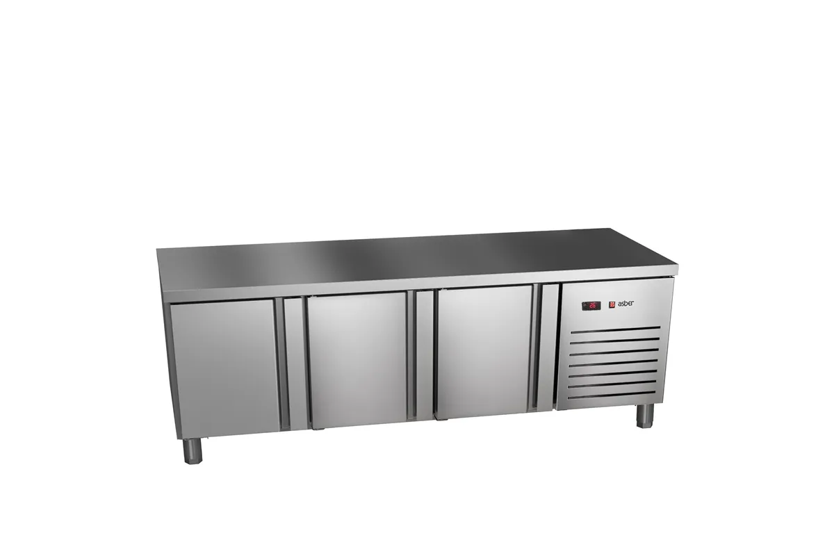 Stół chłodniczy 700mm GN 1/1 wysokość 600mm, 3xdrzwi pełne 1792x700x584mm, 253W 230V Asber ETPB-180-30 HC 90NS