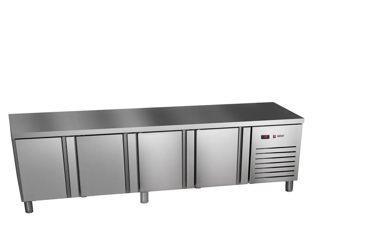 Stół chłodniczy 700mm GN 1/1 wysokość 600mm, 4xdrzwi pełne 2242x700x584mm, 336W 230V Asber ETPB-225-40 HC 90NS