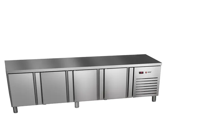 Stół chłodniczy 700mm GN 1/1 wysokość 600mm, 4xdrzwi pełne 2242x700x584mm, 336W 230V Asber ETPB-225-40 HC 90NS