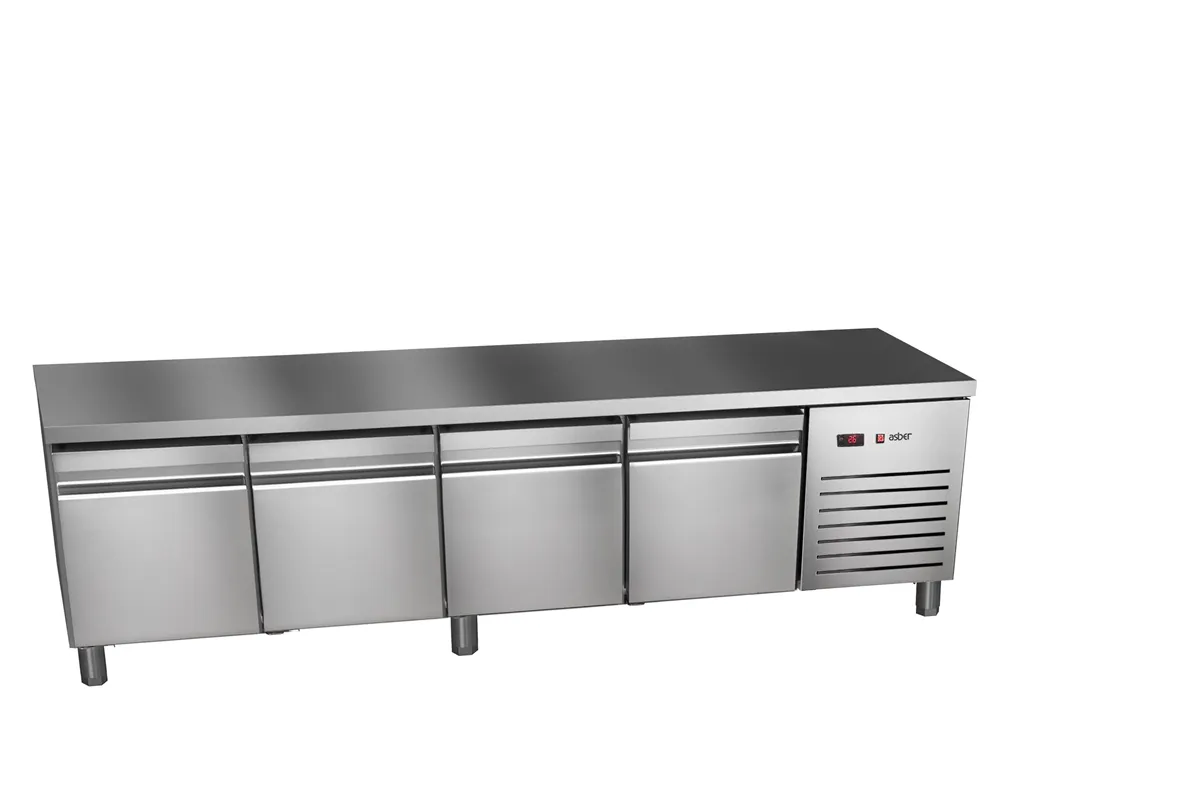 Stół chłodniczy 700mm GN 1/1, 4x2/3 drzwi pełne 2242x700x584mm, 336W 230V Asber ETPB-225 HC 90NS