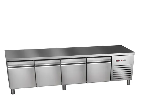 Stół chłodniczy 700mm GN 1/1, 4x2/3 drzwi pełne 2242x700x584mm, 336W 230V Asber ETPB-225 HC 90NS