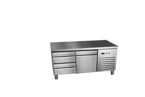 Stół chłodniczy 700mm GN 1/1, 1xszuflady+ 2x1/3drzwi pełne 1342x700x584mm, 253W 230V Asber ETPB-135-03 HC 90NS