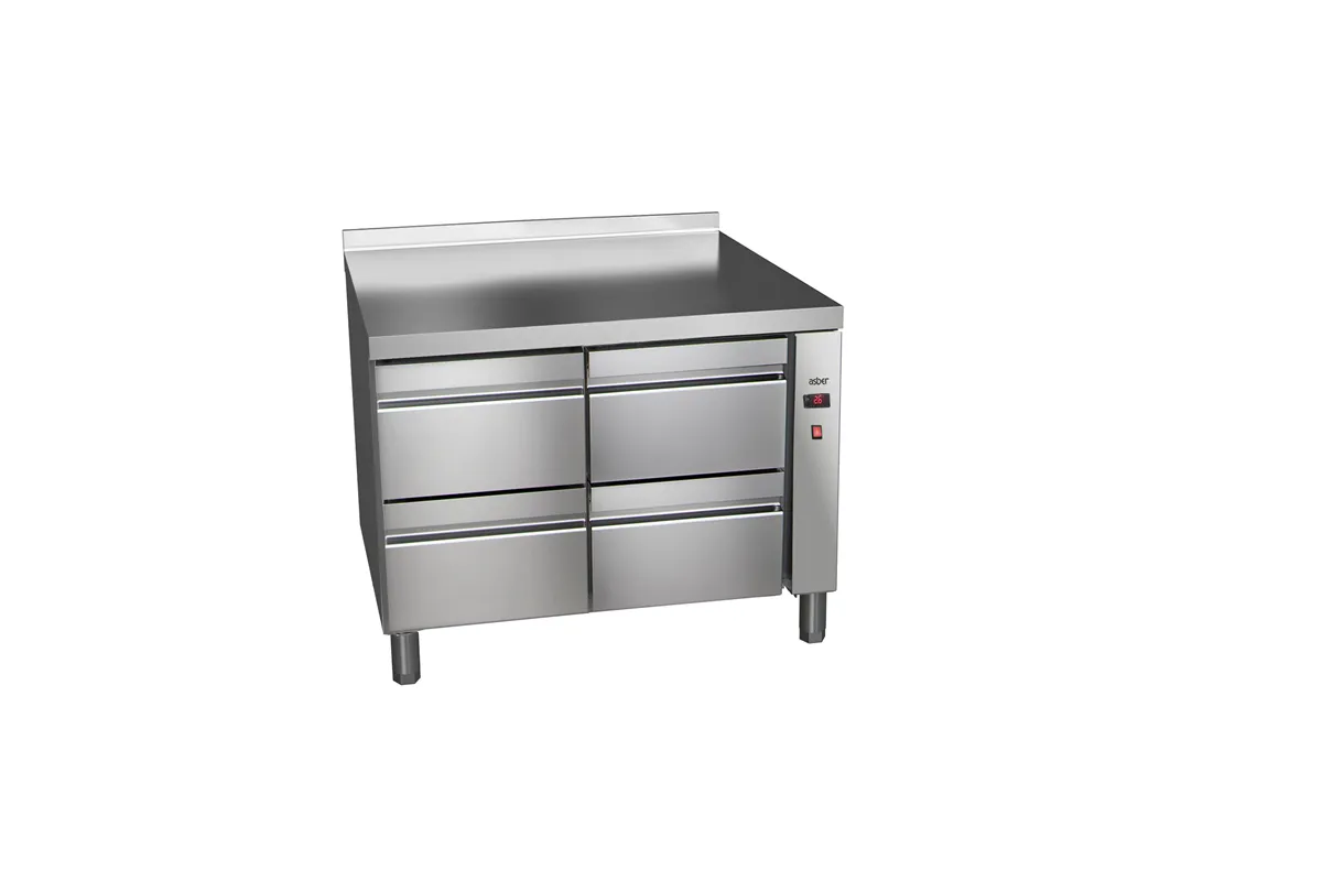 Stół chłodniczy 600mm bez agregatu, 4xszuflady 1192x600x850 32W 230V Asber ETP-6-117-04 R HC SB40