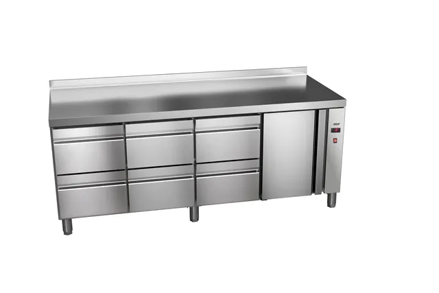 Stół chłodniczy 600mm bez agregatu, 6xszuflady+1xdrzwi pełne 2242x600x850 32W 230V Asber ETP-6-222-16 R HC SB40