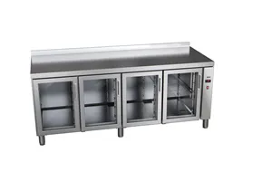 Stół chłodniczy 600mm bez agregatu, 4xszklane drzwi 2242x600x850 32W 230V Asber ETP-6-222-40 R HC SB40 GD