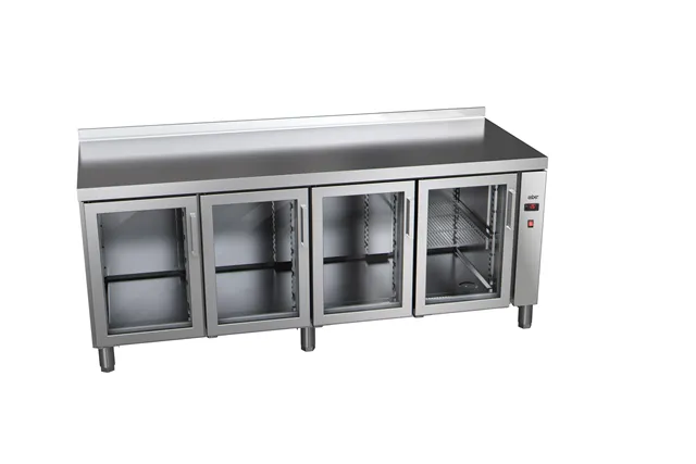 Stół chłodniczy 600mm bez agregatu, 4xszklane drzwi 2242x600x850 32W 230V Asber ETP-6-222-40 R HC SB40 GD