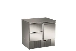 Stół sałatkowy z litym blatem, 2xszuflady+1xdrzwi pełne 894x700x850 245W 230V Asber ETS-090-12 NS