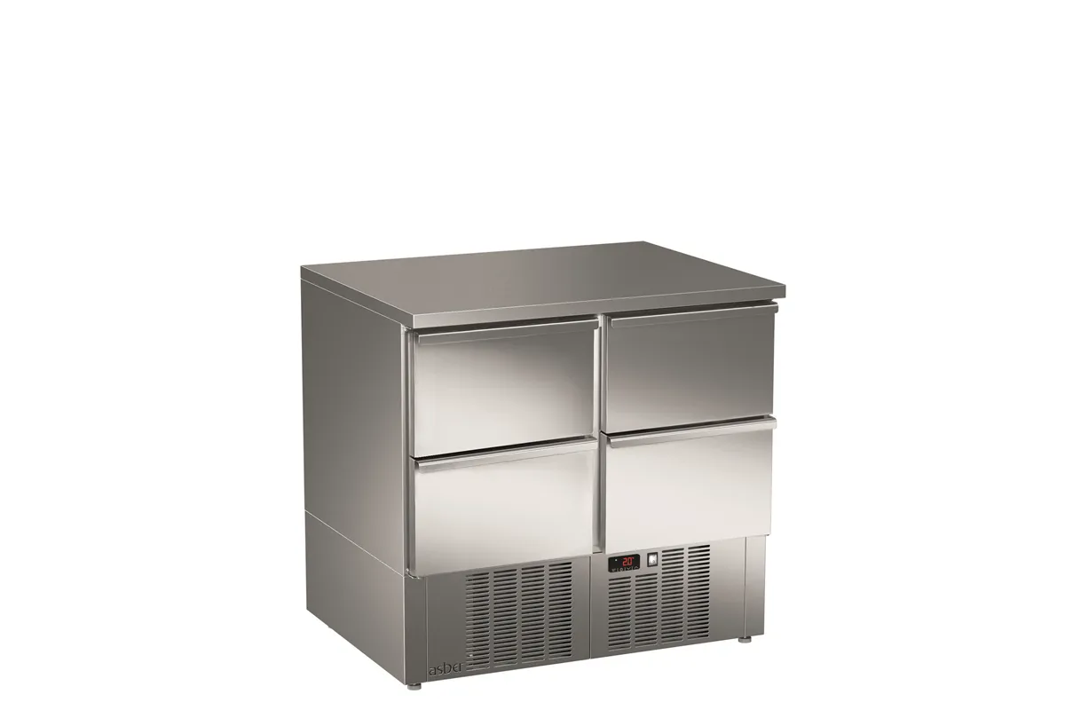 Stół sałatkowy z litym blatem, 4xszuflady 894x700x850 245W 230V Asber ETS-090-04 NS