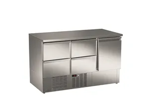 Stół sałatkowy z litym blatem, 4xszuflady+1xdrzwi pełne 1358x700x850 267W 230V Asber ETS-140-14 NS