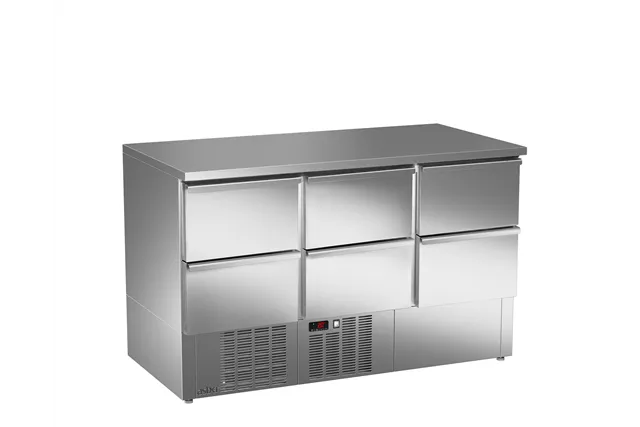 Stół sałatkowy z litym blatem, 6xszuflady 1358x700x850 267W 230V Asber ETS-140-06 NS